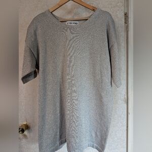 Silver Metallic Thread Short Sleeve Top Sz. 1X Victoria Woman.